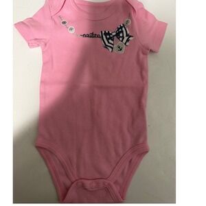 Nautica Baby Girl Pink Nautical Bow Bodysuit Anchor Heart 0-3M‎ Short Sleeve